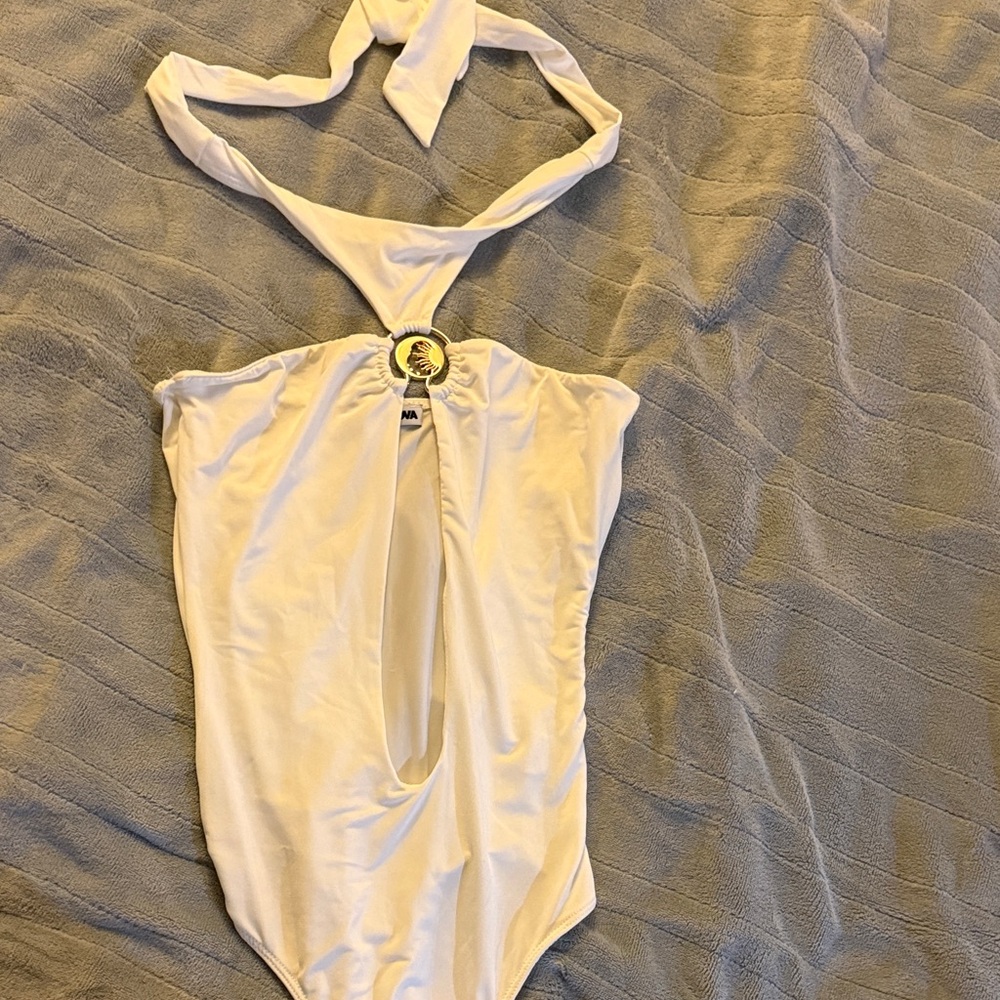 White Halter One-Piece - Picture 2 of 3